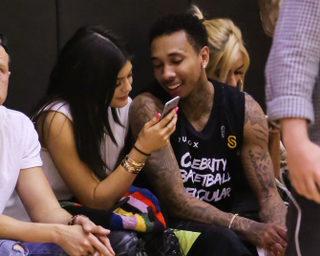 Kylie Jenner and Tyga at a celebrity basketball event May 30, 2015, in Los Angeles